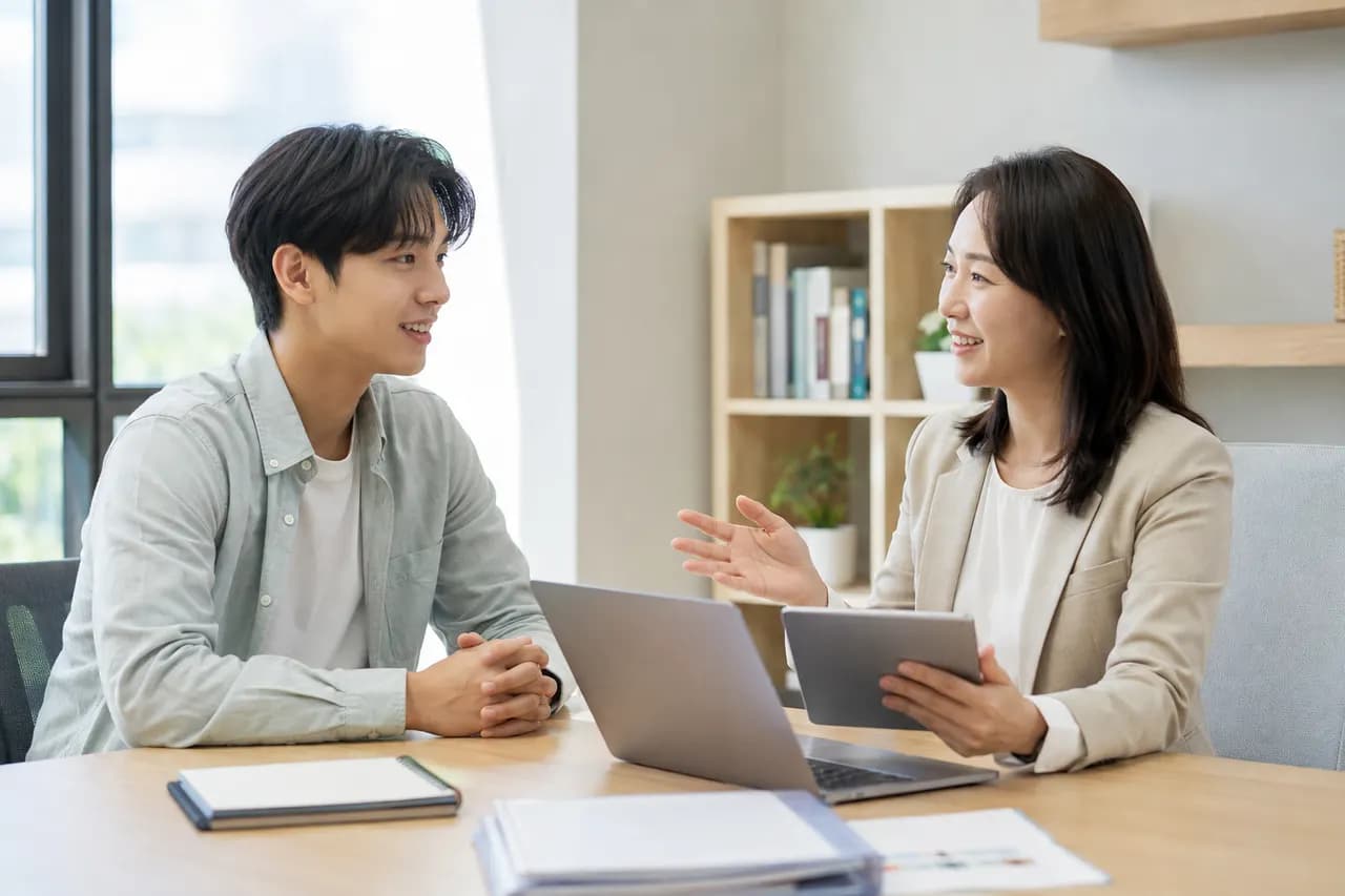 상담을 통해 진로 방향을 정리하는 장면